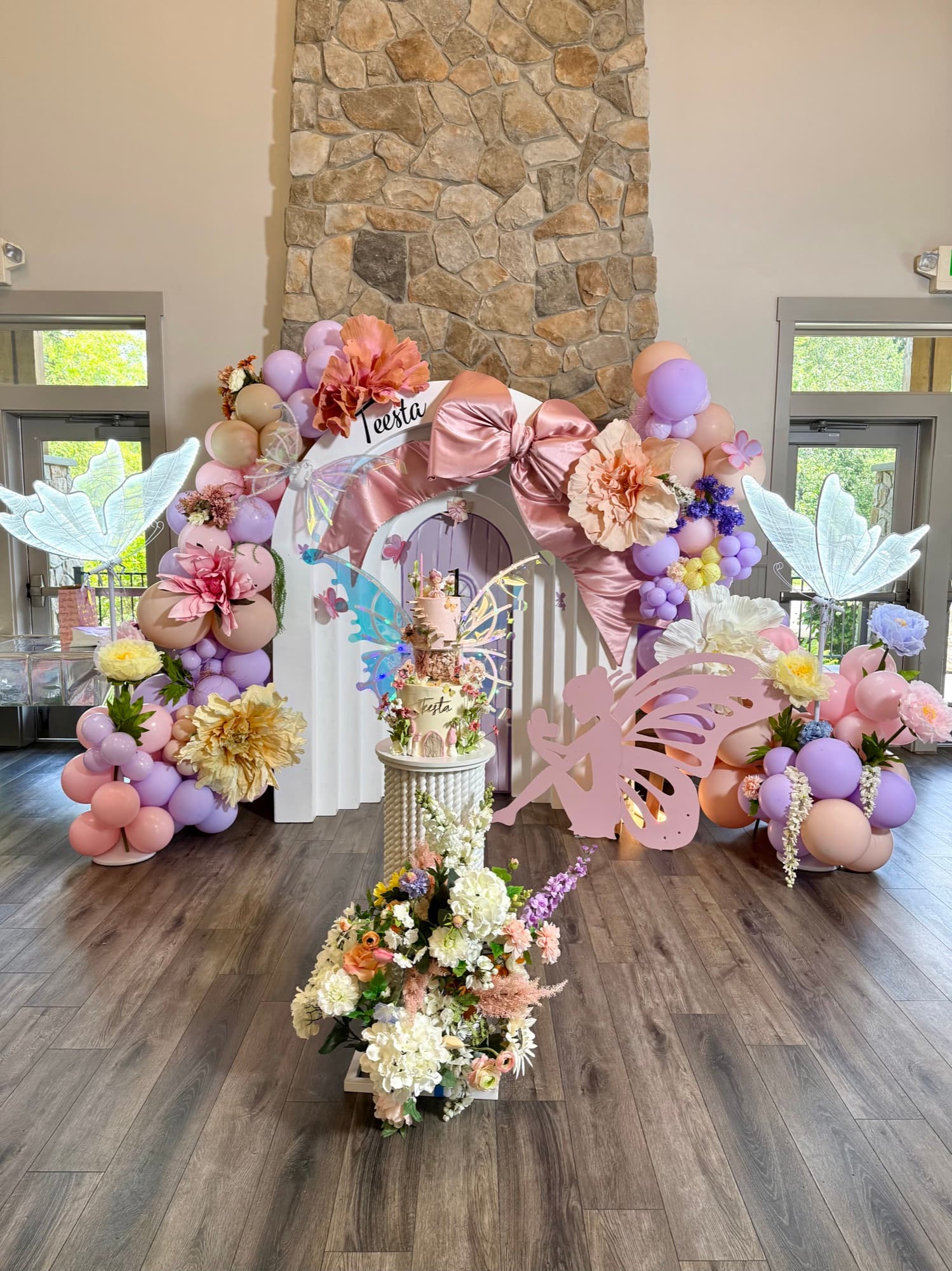 A pastel fairy-tale celebration installation.